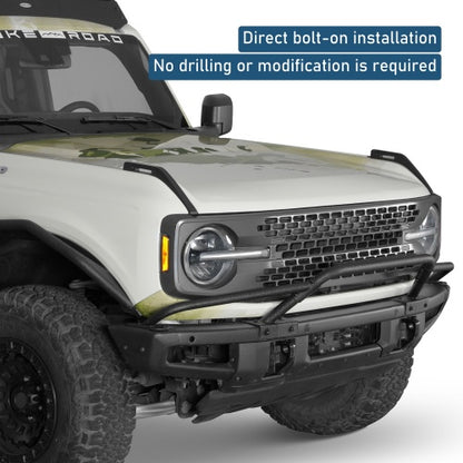 Ultralisk4x4 Baja Style Bull Bar For 2021-2026 Ford Bronco w/ Steel Modular Bumper(Excluding Bronco Sport & Raptor, Everglades, Black Diamond)