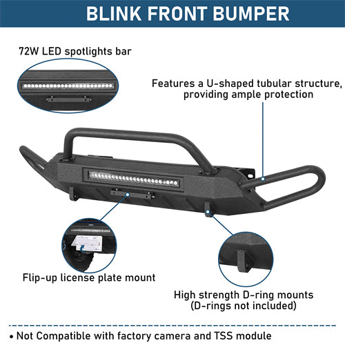 Blink Stubby Front Bumper w/ Side Tube Guard For 2016-2023 Toyota Tacoma - Ultralisk4x4