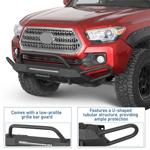 Blink Stubby Front Bumper w/ Side Tube Guard For 2016-2023 Toyota Tacoma - Ultralisk4x4