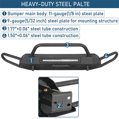 Blink Stubby Front Bumper w/ Side Tube Guard For 2016-2023 Toyota Tacoma - Ultralisk4x4