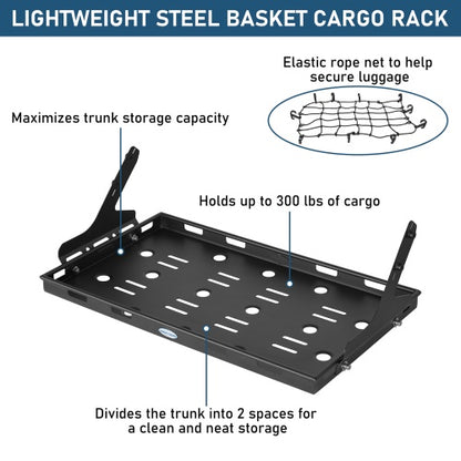 Lightweight Steel Basket Cargo Rack (18-26 Jeep Wrangler JL 4-Door Hardtop & Sky One Touch Power Top) - Ultralisk4x4