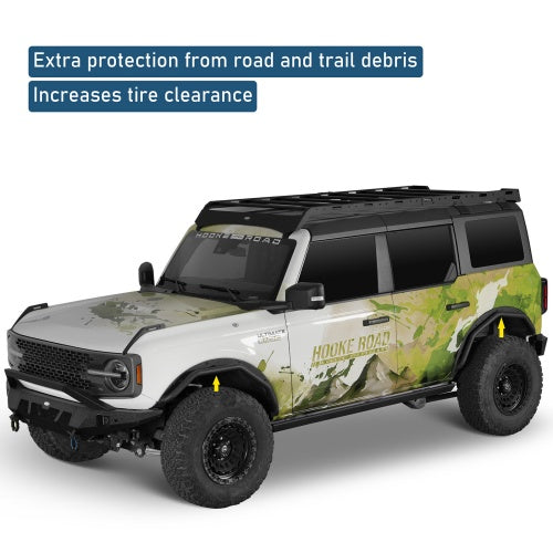 Ultralisk4x4 Front & Rear Fender Flare Delete Kit For 2021-2026 Ford Bronco 4-Door(Excluding Heritage Edition, Everglades, Heritage Limited Edition, Stroppe Edition, Raptor)