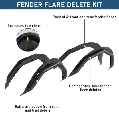 Ultralisk4x4 Front & Rear Fender Flare Delete Kit For 2021-2026 Ford Bronco 4-Door(Excluding Heritage Edition, Everglades, Heritage Limited Edition, Stroppe Edition, Raptor)