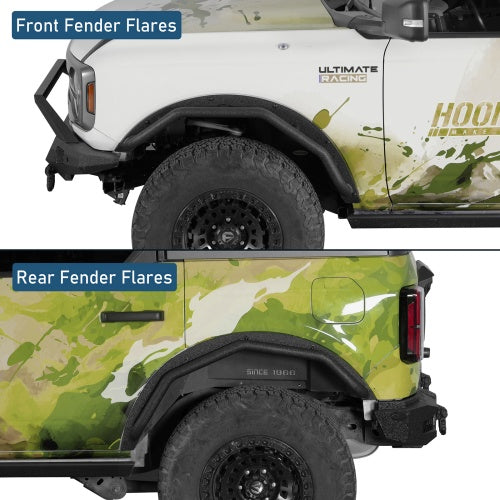 Ultralisk4x4 Front & Rear Fender Flare Delete Kit For 2021-2026 Ford Bronco 4-Door(Excluding Heritage Edition, Everglades, Heritage Limited Edition, Stroppe Edition, Raptor)