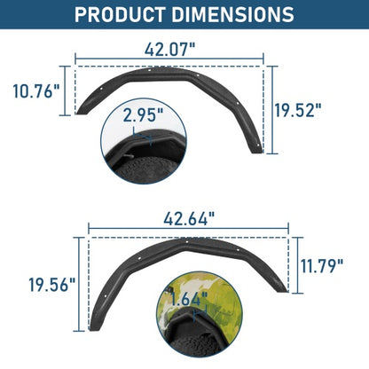 Ultralisk4x4 Front & Rear Fender Flare Delete Kit For 2021-2026 Ford Bronco 4-Door(Excluding Heritage Edition, Everglades, Heritage Limited Edition, Stroppe Edition, Raptor)