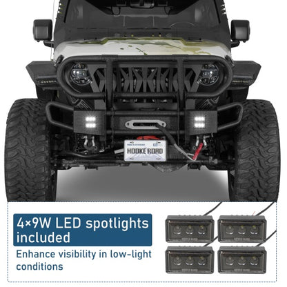 Rock Crawler Front Bumper w/ Grille Guard & Winch Plate For 2018-2026 Jeep Wrangler JL & 2020-2026 Gladiator JT - Ultralisk4x4