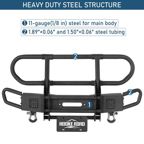Rock Crawler Front Bumper w/ Grille Guard & Winch Plate For 2018-2026 Jeep Wrangler JL & 2020-2026 Gladiator JT - Ultralisk4x4
