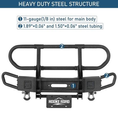 Rock Crawler Front Bumper w/ Grille Guard & Winch Plate For 2018-2026 Jeep Wrangler JL & 2020-2026 Gladiator JT - Ultralisk4x4