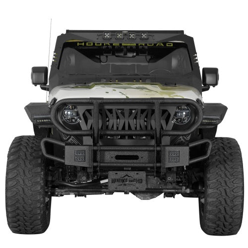Rock Crawler Front Bumper w/ Grille Guard & Winch Plate For 2018-2026 Jeep Wrangler JL & 2020-2026 Gladiator JT - Ultralisk4x4