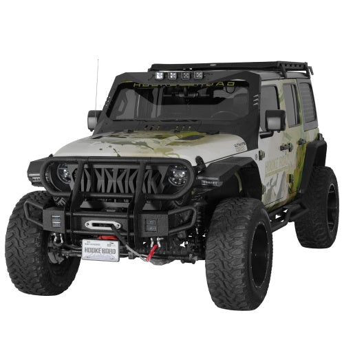 Rock Crawler Front Bumper w/ Grille Guard & Winch Plate For 2018-2026 Jeep Wrangler JL & 2020-2026 Gladiator JT - Ultralisk4x4