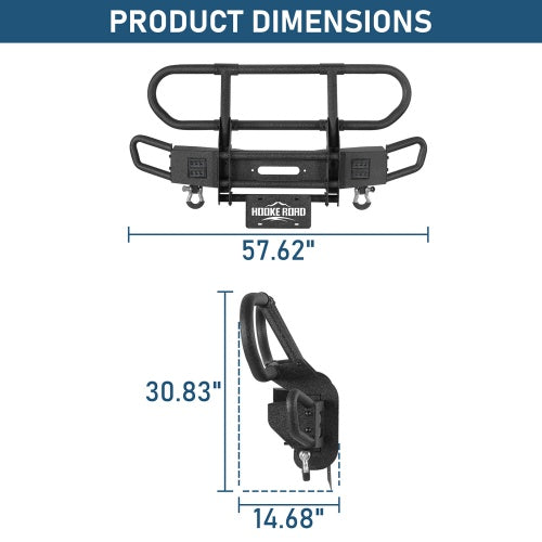 Rock Crawler Front Bumper w/ Grille Guard & Winch Plate For 2018-2026 Jeep Wrangler JL & 2020-2026 Gladiator JT - Ultralisk4x4