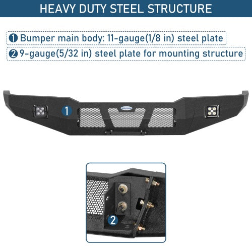 Full-Width Front Bumper w/ LED Lights for 1995-2005 Chevy S10 Blazer - Ultralisk4x4