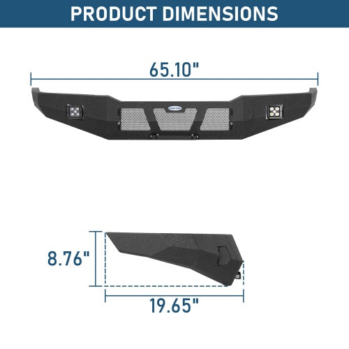 Full-Width Front Bumper w/ LED Lights for 1995-2005 Chevy S10 Blazer - Ultralisk4x4