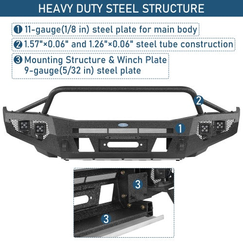 Ultralisk4x4 ExplorerX Front Bumper with 12K Winch Plate for 2004-2006 Dodge Durango