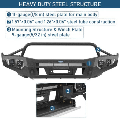Ultralisk4x4 ExplorerX Front Bumper with 12K Winch Plate for 2004-2006 Dodge Durango
