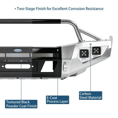 Ultralisk4x4 ExplorerX Front Bumper with 12K Winch Plate for 2004-2006 Dodge Durango