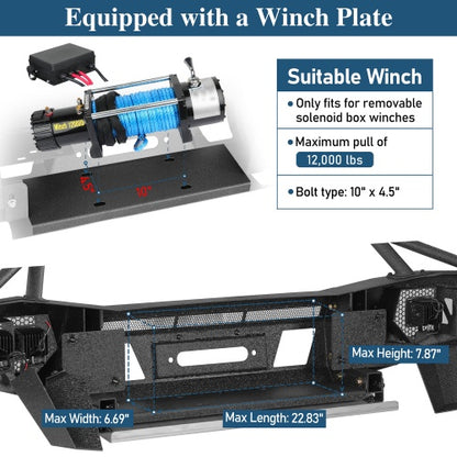 Ultralisk4x4 ExplorerX Front Bumper with 12K Winch Plate for 2004-2006 Dodge Durango