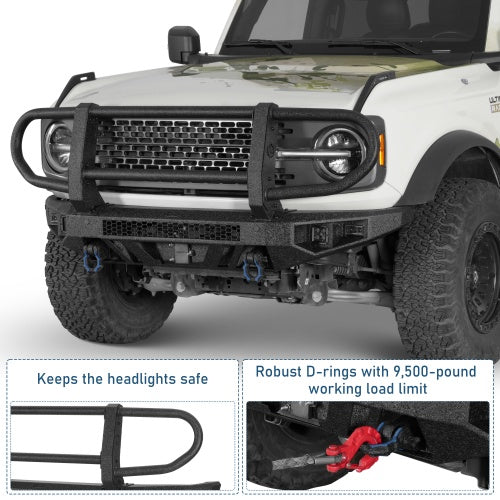 Ultralisk4x4 ExplorerX Front Bumper w/ Grille Guard For 21-26 Ford Bronco(Excluding Bronco Sport & Raptor) Models