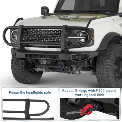 Ultralisk4x4 ExplorerX Front Bumper w/ Grille Guard For 21-26 Ford Bronco(Excluding Bronco Sport & Raptor) Models