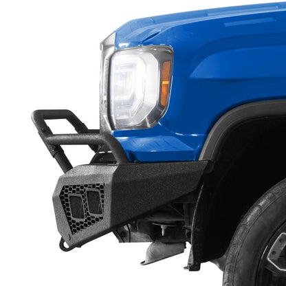 Earthshaker Series Front Bumper w/ Winch Plate & 4 × LED Lights For 2016-2018 GMC Sierra 1500 - Ultralisk4x4