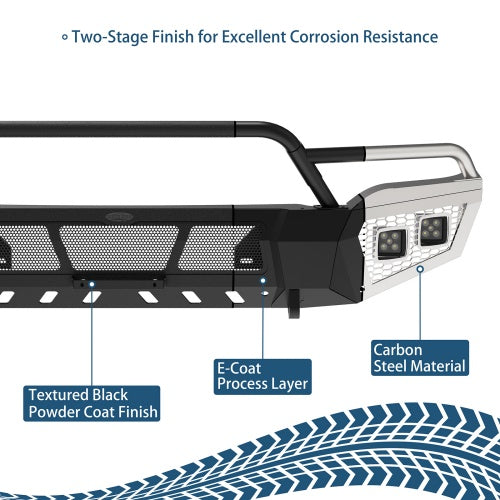 Earthshaker Series Front Bumper w/ Winch Plate & 4 × LED Lights For 2016-2018 GMC Sierra 1500 - Ultralisk4x4