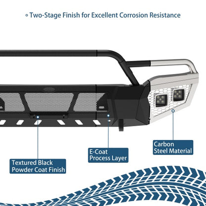 Earthshaker Series Front Bumper w/ Winch Plate & 4 × LED Lights For 2016-2018 GMC Sierra 1500 - Ultralisk4x4