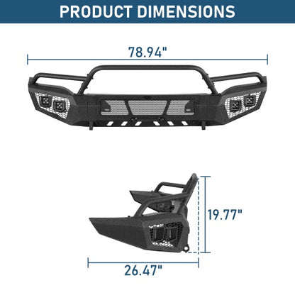 Earthshaker Series Front Bumper w/ Winch Plate & 4 × LED Lights For 2016-2018 GMC Sierra 1500 - Ultralisk4x4