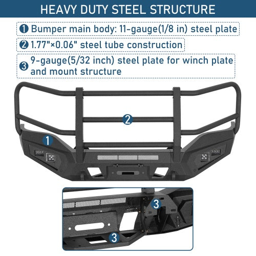 Magnus Front Bumper w/ Grille Guard For 2016-2018 GMC Sierra 1500 - Ultralisk4x4