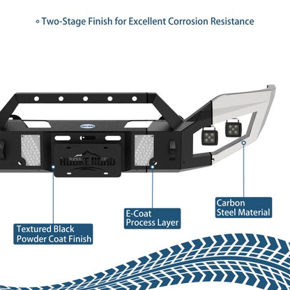Discovery Ⅰ Full-Width Front Bumper w/ Winch Plate & LED Spotlights For 2016-2018 GMC Sierra 1500 - Ultralisk4x4