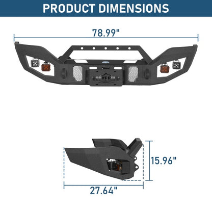 Discovery Ⅰ Full-Width Front Bumper w/ Winch Plate & LED Spotlights For 2016-2018 GMC Sierra 1500 - Ultralisk4x4