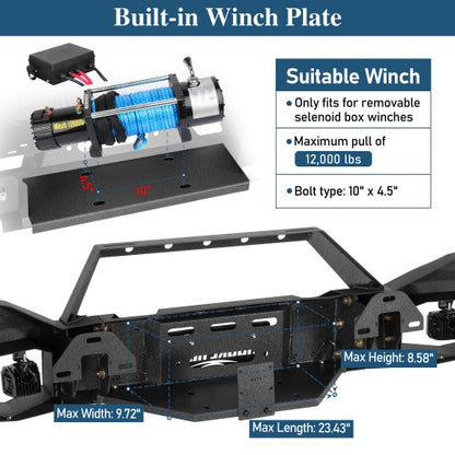 Discovery Ⅰ Full-Width Front Bumper w/ Winch Plate & LED Spotlights For 2016-2018 GMC Sierra 1500 - Ultralisk4x4