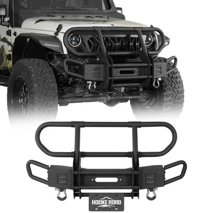 Rock Crawler Stubby Front Bumper w/Grille Guard For 2007-2018 Jeep Wrangler JK - Ultralisk4x4