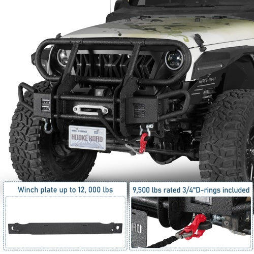 Rock Crawler Stubby Front Bumper w/Grille Guard For 2007-2018 Jeep Wrangler JK - Ultralisk4x4