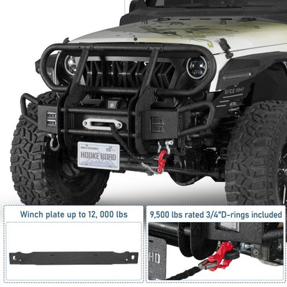 Rock Crawler Stubby Front Bumper w/Grille Guard For 2007-2018 Jeep Wrangler JK - Ultralisk4x4