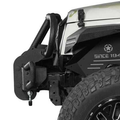 Rock Crawler Stubby Front Bumper w/Grille Guard For 2007-2018 Jeep Wrangler JK - Ultralisk4x4