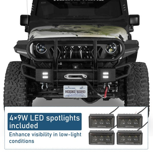 Rock Crawler Stubby Front Bumper w/Grille Guard For 2007-2018 Jeep Wrangler JK - Ultralisk4x4