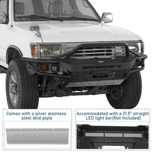 1990-1995 Toyota 4Runner ExplorerX Tube Front Bumper w/ Winch Plate & 4 LED Spot Lights - Ultralisk4x4