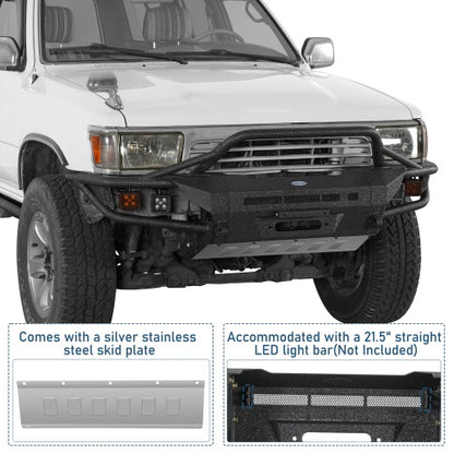 1990-1995 Toyota 4Runner ExplorerX Tube Front Bumper w/ Winch Plate & 4 LED Spot Lights - Ultralisk4x4