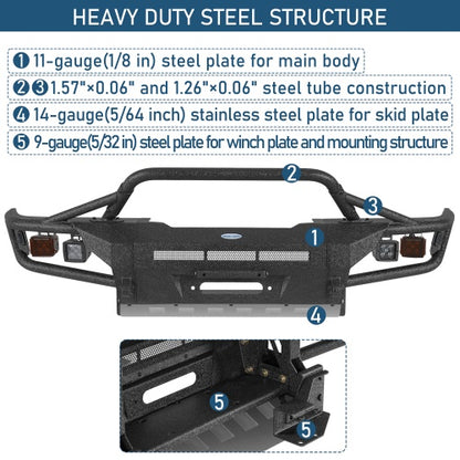 1990-1995 Toyota 4Runner ExplorerX Tube Front Bumper w/ Winch Plate & 4 LED Spot Lights - Ultralisk4x4