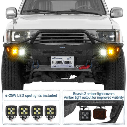 1990-1995 Toyota 4Runner ExplorerX Tube Front Bumper w/ Winch Plate & 4 LED Spot Lights - Ultralisk4x4