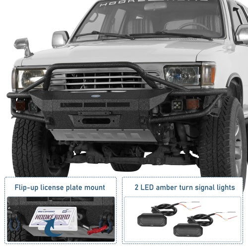 1990-1995 Toyota 4Runner ExplorerX Tube Front Bumper w/ Winch Plate & 4 LED Spot Lights - Ultralisk4x4