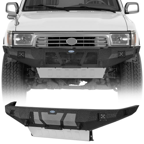 Grizzly Series Full-Width Front Bumper w/ Skid Plate & LED Lights for 90-95 Toyota 4Runner - Ultralisk4x4