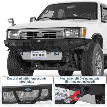 Grizzly Series Full-Width Front Bumper w/ Skid Plate & LED Lights for 90-95 Toyota 4Runner - Ultralisk4x4