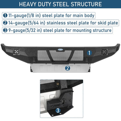 Grizzly Series Full-Width Front Bumper w/ Skid Plate & LED Lights for 90-95 Toyota 4Runner - Ultralisk4x4