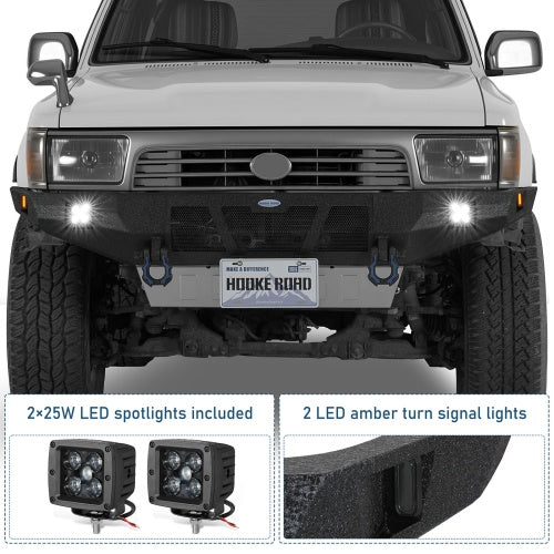 Grizzly Series Full-Width Front Bumper w/ Skid Plate & LED Lights for 90-95 Toyota 4Runner - Ultralisk4x4