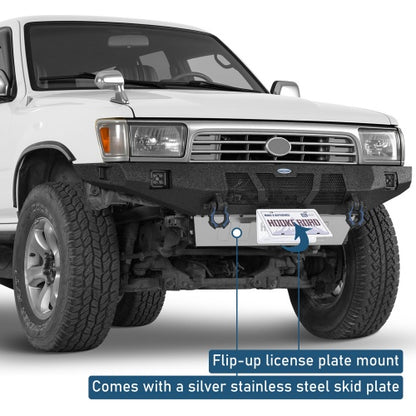 Grizzly Series Full-Width Front Bumper w/ Skid Plate & LED Lights for 90-95 Toyota 4Runner - Ultralisk4x4