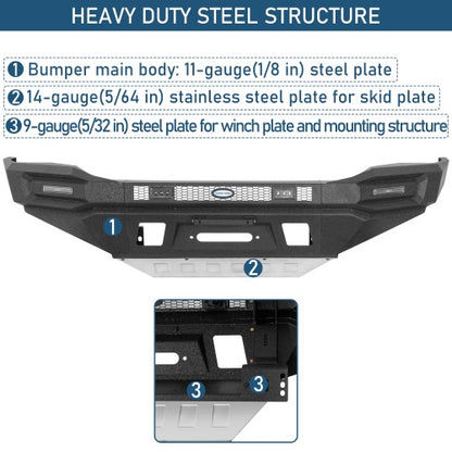 Phantom Full Width Front Bumper w/ Winch Plate & LED DRL Lights For 2014-2024 Toyota 4Runner - Ultralisk4x4