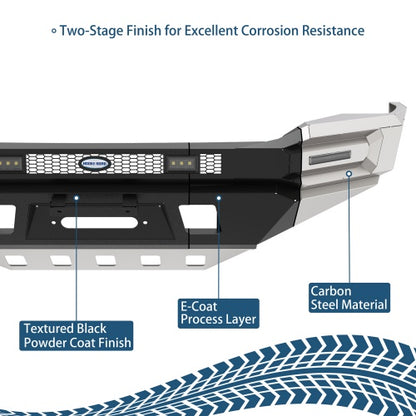 Phantom Full Width Front Bumper w/ Winch Plate & LED DRL Lights For 2014-2024 Toyota 4Runner - Ultralisk4x4