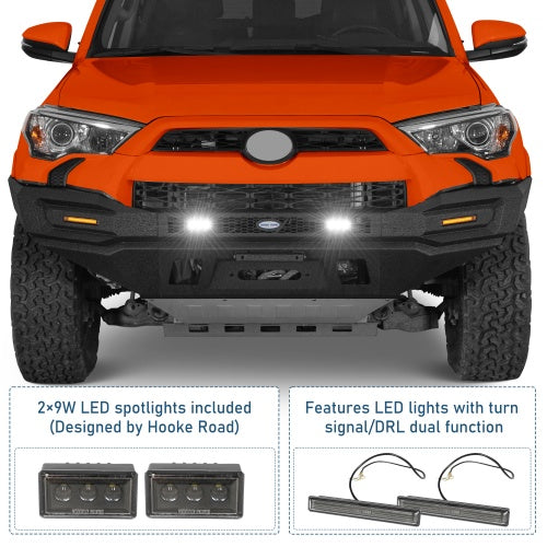 Phantom Full Width Front Bumper w/ Winch Plate & LED DRL Lights For 2014-2024 Toyota 4Runner - Ultralisk4x4