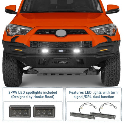 Phantom Full Width Front Bumper w/ Winch Plate & LED DRL Lights For 2014-2024 Toyota 4Runner - Ultralisk4x4